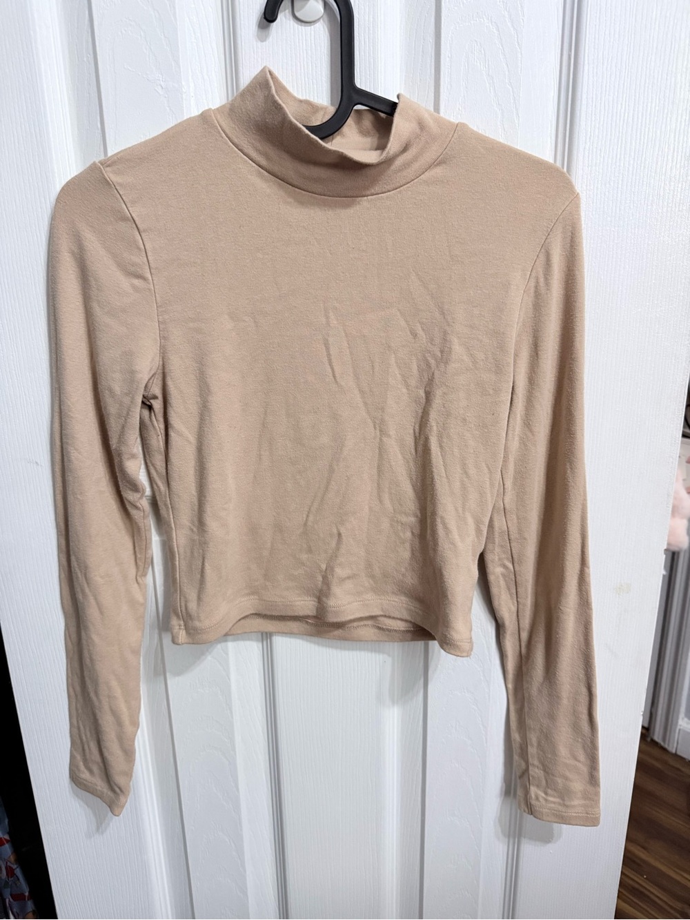Women's Long-Sleeve Mock Neck Top - Beige